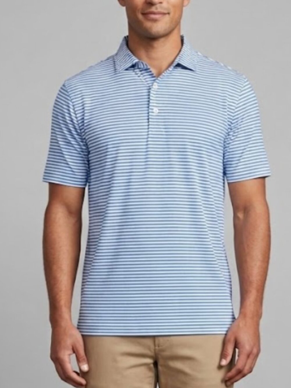 Peter Millar Men's | Summer Comfort Short Sleeve Polo Blue & White Stripes XL